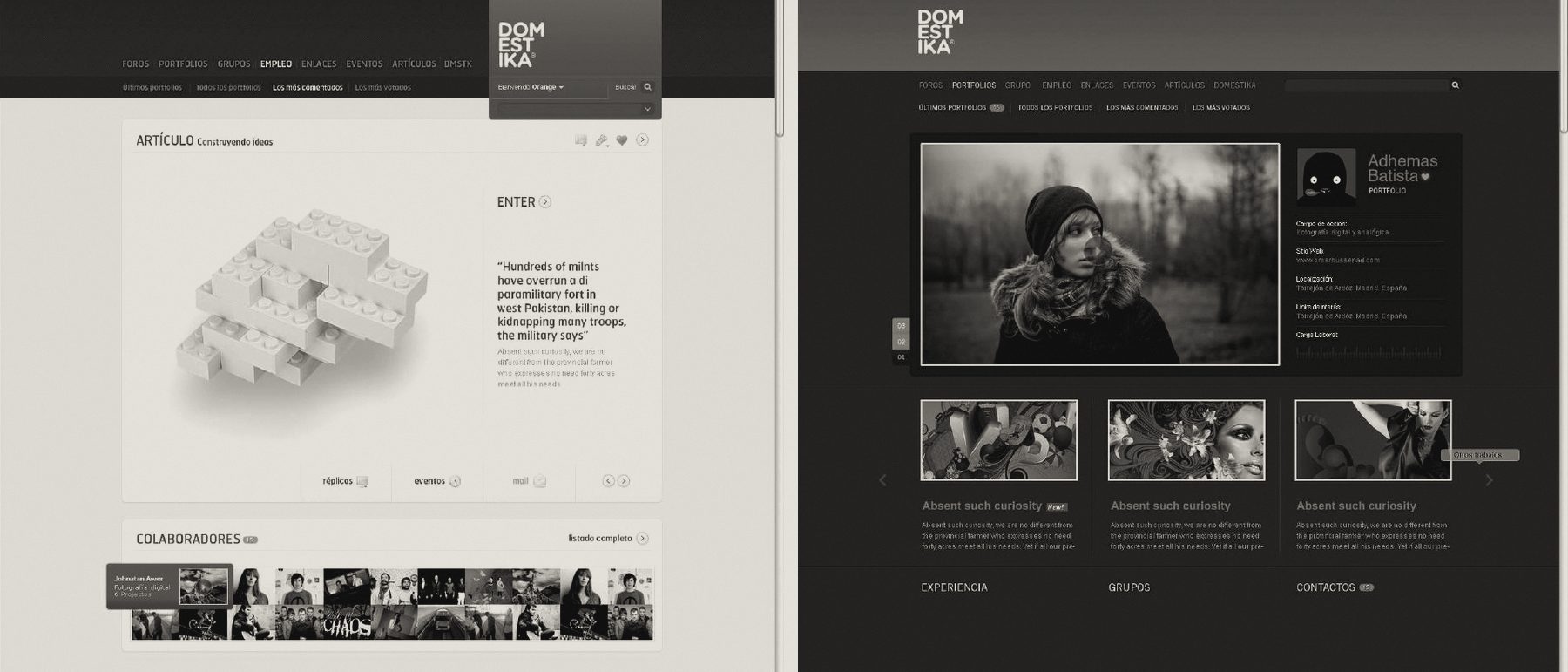 Domestika website screens