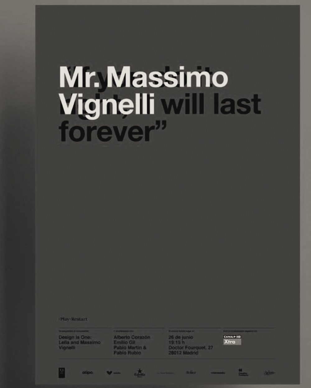 PlayRestart poster for a Massimo Vignelli tribute